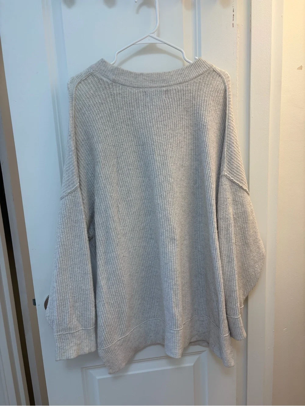 aerie Oversized Ribbed Crewneck Sweater - Cream - Picture 3 of 3
